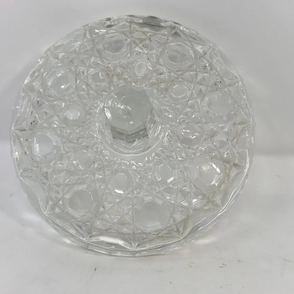 Vintage Lead Diamond Cut Mini Ice Bucket Barware Glass Biscuit Jar 6.25 x 6.5